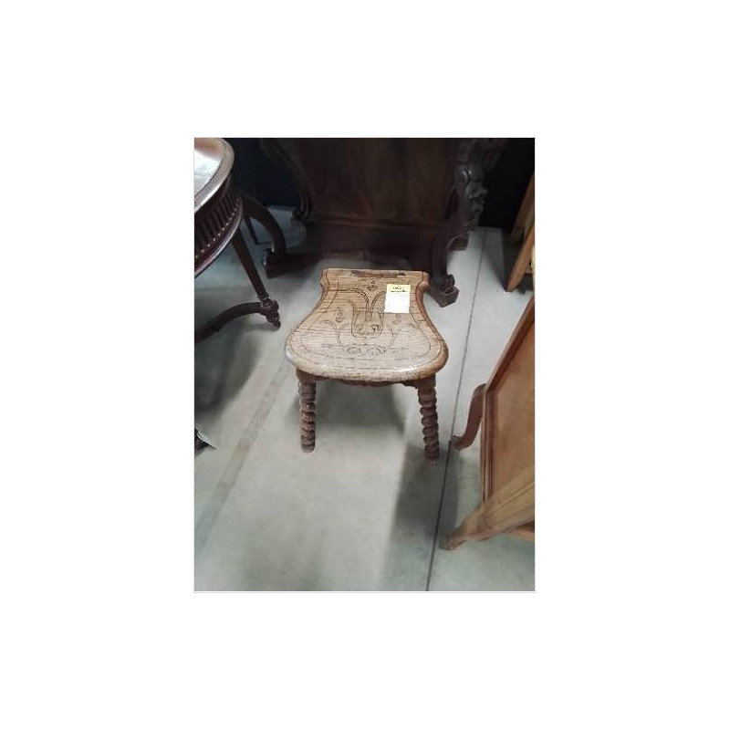 TABOURET BOIS GRAVÉ PIEDS TORSADÉ FIN XIXE