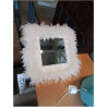 MIROIR CARRÉ BLANC PLUMES