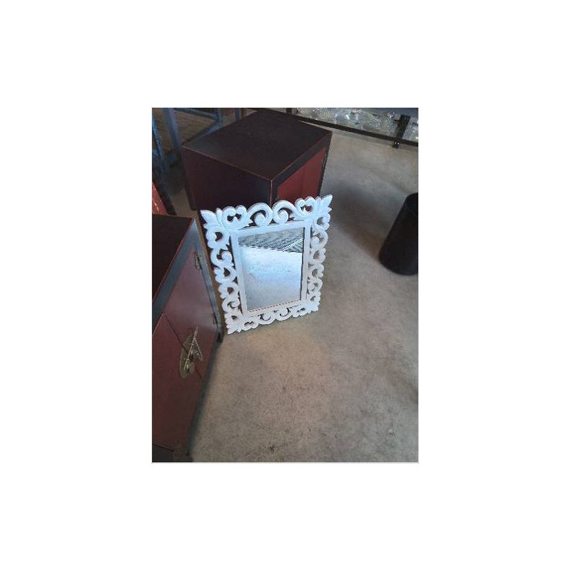MIROIR RECTANGULAIRE BOIS BLANC CERUSÉ 