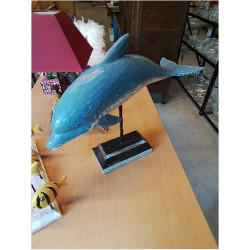 STATUETTE DAUPHIN SOCLE BOIS