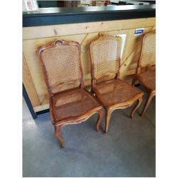 6 CHAISES BOIS CLAIR ASSISE ET DOSSIER CANNÉ STYLE RÉGENCE COQUILLE 