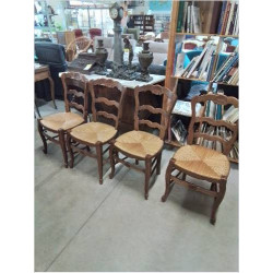 4 CHAISES BOIS PAILLÉ...