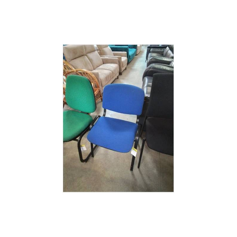 CHAISE D’ACCUEIL PIÈTEMENT MÉTAL NOIR ASSISE ET DOSSIER BLEU
