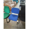 CHAISE D’ACCUEIL PIÈTEMENT MÉTAL NOIR ASSISE ET DOSSIER BLEU