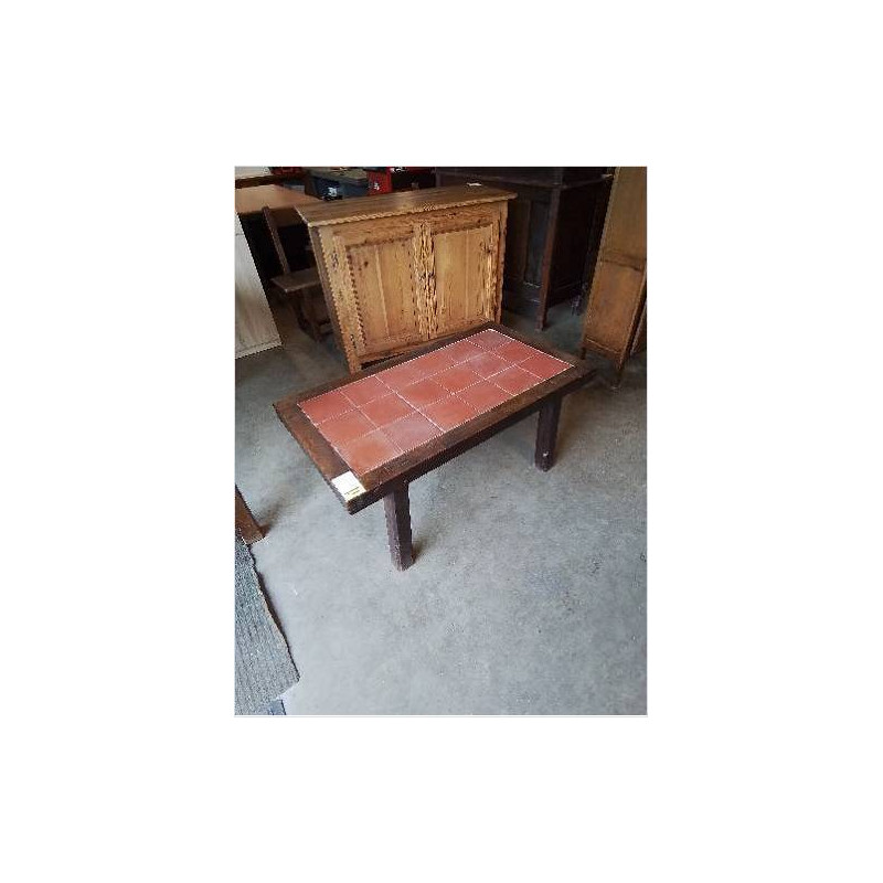TABLE BASSE RECTANGULAIRE BOIS CARRELÉ ROUGE 