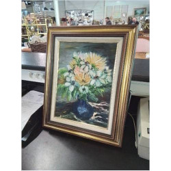 HUILE SUR TOILE BOUQUET AU...