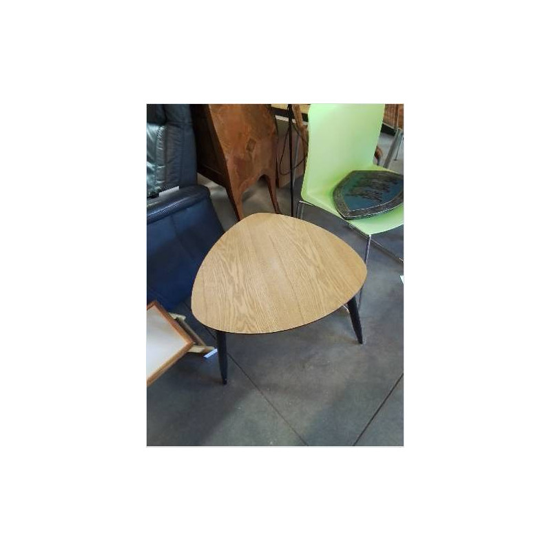 TABLE BASSE TRIANGULAIRE PIÈTEMENT BOIS NOIR PLATEAU BOIS CLAIR