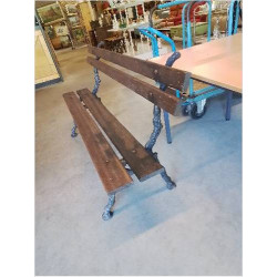 BANC DE JARDIN LATTES BOIS PIÈTEMENT FONTE FIN XIXE