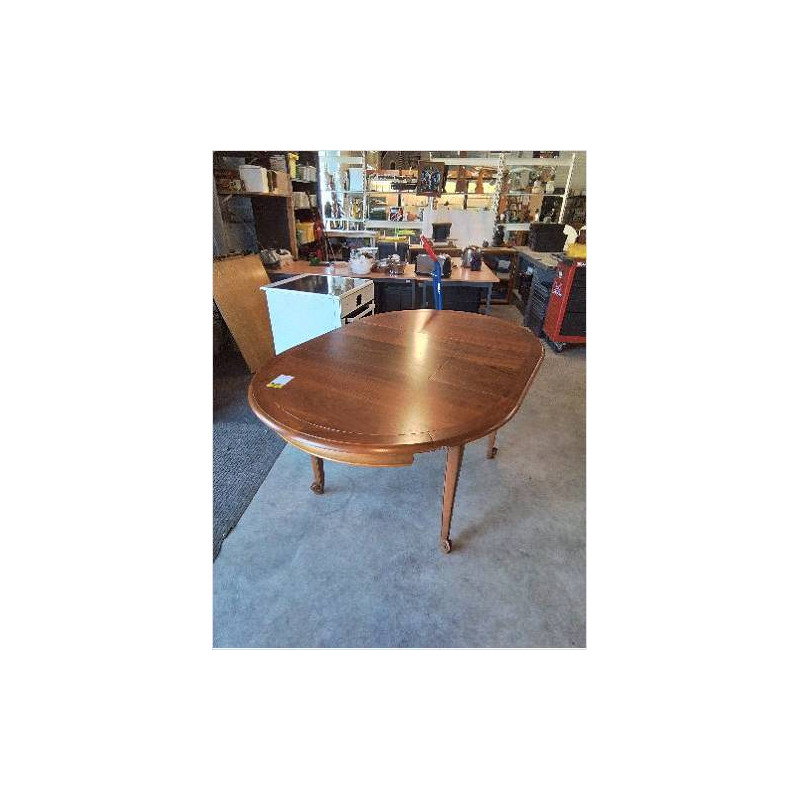 TABLE RONDE A RALLONGES PAPILLONS BOIS CLAIR PIEDS ESCARGOTS