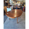 TABLE RONDE A RALLONGES PAPILLONS BOIS CLAIR PIEDS ESCARGOTS