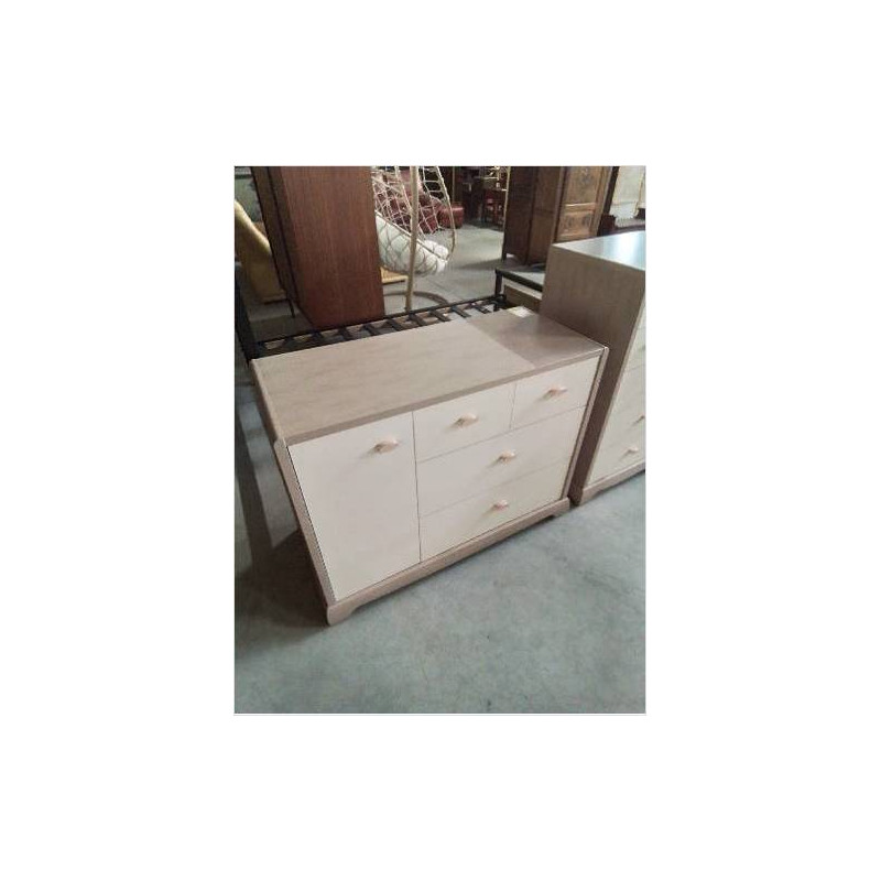  COMMODE BOIS CRÈME 3 TIROIRS 1 PORTE GAUTIER 