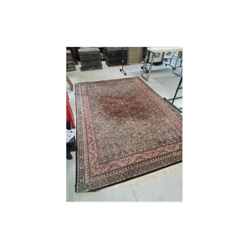 TAPIS LAINE FAIT MAIN ROSE VERT BLEU 300X200CM