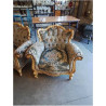SALON 3 PIECES STYLE LOUIS XV BOIS DORÉ VELOURS DAMASSE