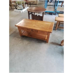 TABLE BASSE RECTANGULAIRE CHÊNE CLAIR 2 NIVEAUX 1 TIROIR