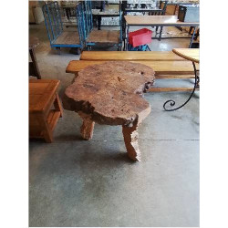 TABLE BASSE BOIS BRUT TRIPODE