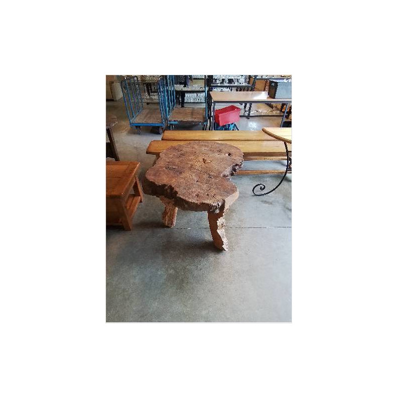 TABLE BASSE BOIS BRUT TRIPODE