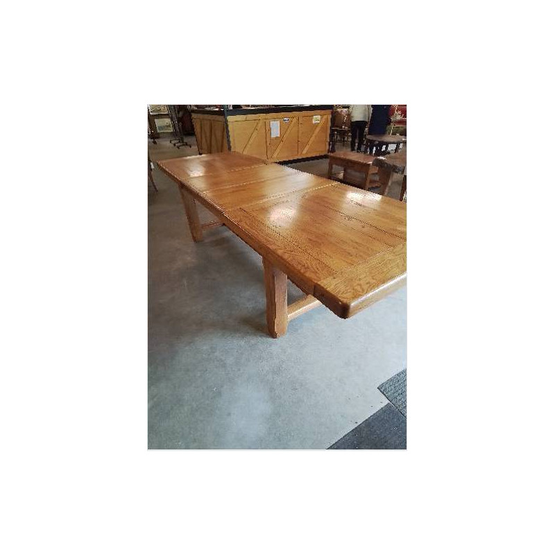 TABLE RECTANGULAIRE EXTENSIBLE A ENTRETOISE CHÊNE CLAIR 2MX1MX77CM 