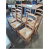 6 CHAISES A ENTRETOISE BOIS CLAIR PAILLÉ DOSSIER 4 BARREAUX PIEDS BALUSTRE 