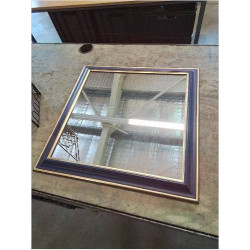 MIROIR CARRÉ BLEU LISERÉ DORÉ 