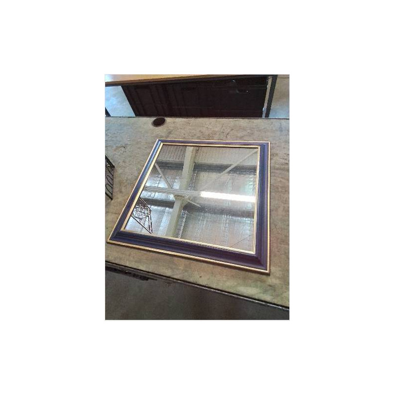 MIROIR CARRÉ BLEU LISERÉ DORÉ 