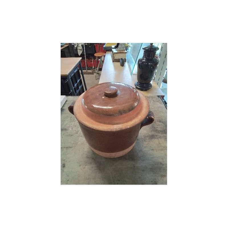 POT AVEC COUVERCLE TERRE CUITE ÉMAILLÉE 