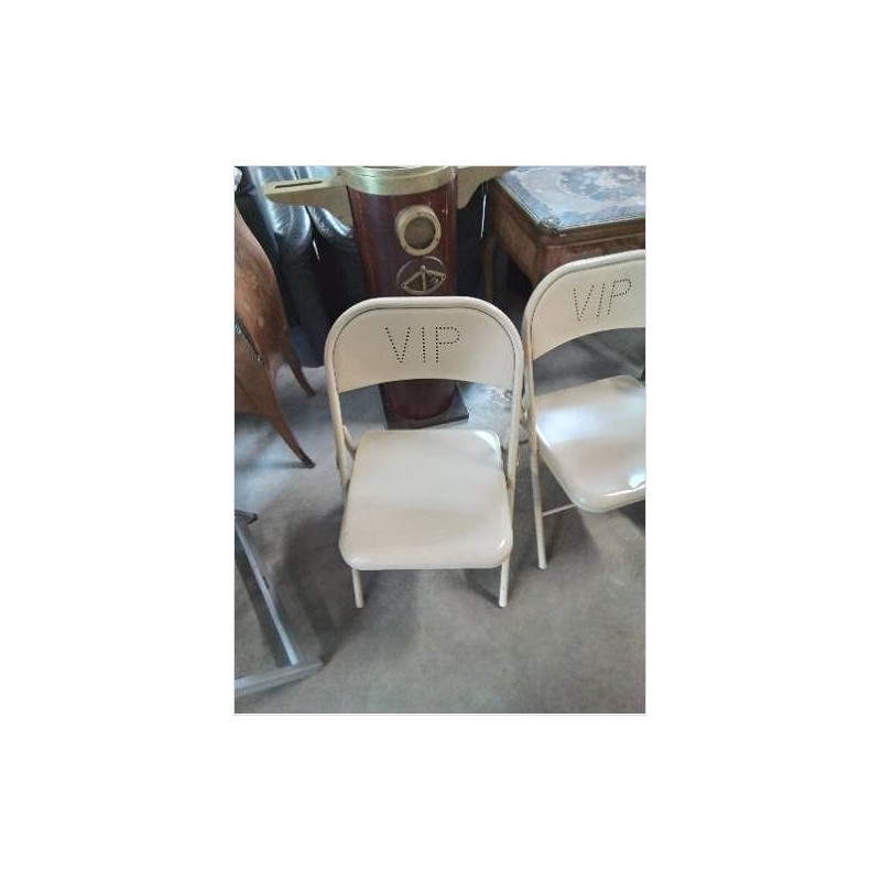 CHAISE PLIANTE METAL BEIGE VIP