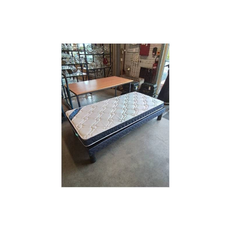ENSEMBLE SOMMIER TAPISSER AVEC PIEDS + MATELAS MOUSSE MERINOS ALPHA 90X190 