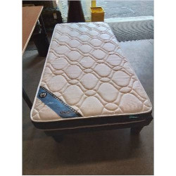 ENSEMBLE SOMMIER TAPISSER AVEC PIEDS + MATELAS MOUSSE MERINOS ALPHA 90X190 