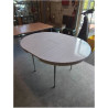 TABLE RONDE FORMICA BLANC A RALLONGES PAPILLON PIEDS MÉTAL CHROMÉ ANNÉES 70 100X74,5CM