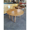 TABLE RONDE EXTENSIBLE DE 80CM BOIS CLAIR A ABATTANTS 6 PIEDS 114X73,5CM (VENDUE SANS RALLONGE)