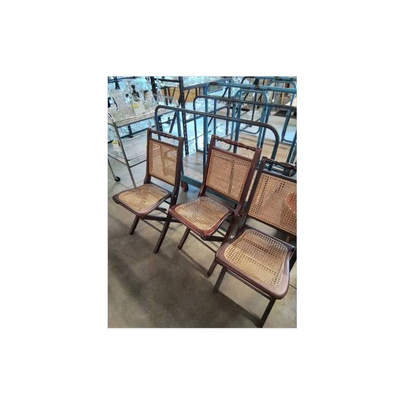 CHAISE PLIANTE BOIS ASSISE ET DOSSIER CANNÉ 