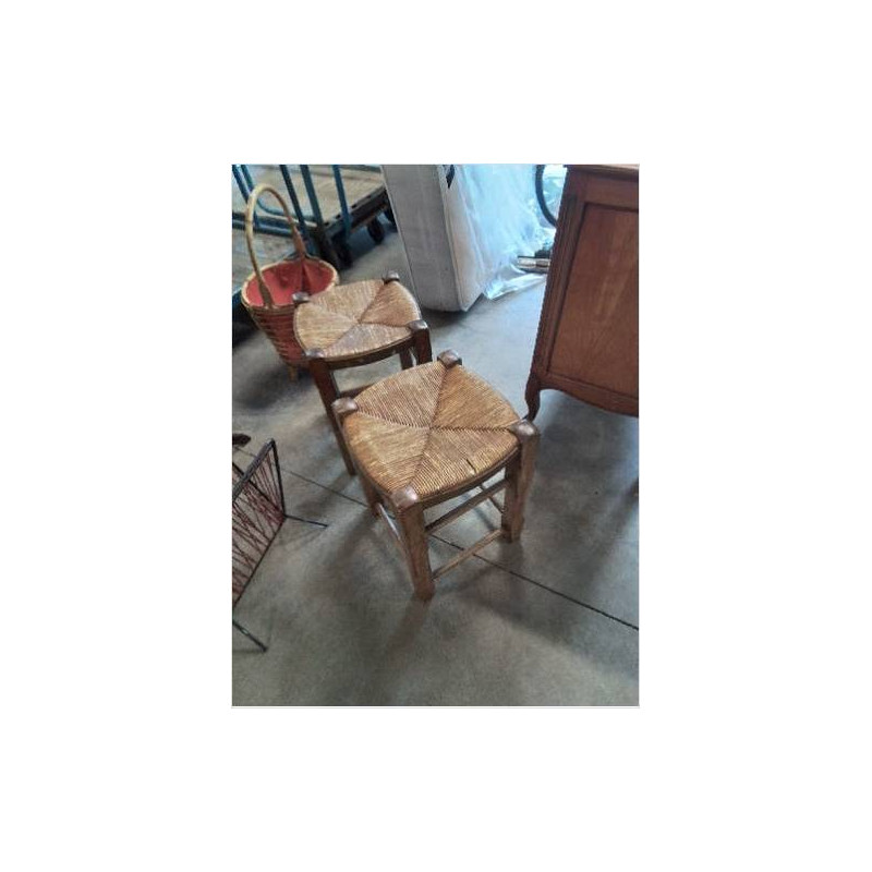 TABOURET BOIS PAILLÉ 