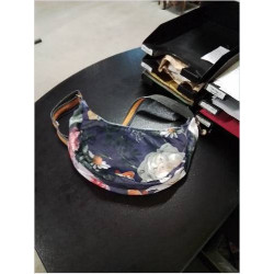 SAC DEMI LUNE VELOURS FLEURS 