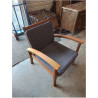 FAUTEUIL DE JARDIN BOIS CLAIR AVEC COUSSINS TISSU TAUPE PROLOISIRS