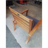 FAUTEUIL DE JARDIN BOIS CLAIR AVEC COUSSINS TISSU TAUPE PROLOISIRS