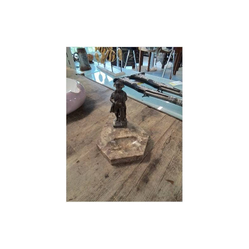 CENDRIER STATUETTE NAPOLEON RÉGULE SOCLE MARBRE ANNÉES 40