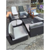 SALON DE JARDIN RÉSINE TRESSÉE NOIR AVEC COUSSINS VIDAL XL 8 PIÈCES 