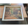 HUILE SUR PANNEAU COUR DE FERME 