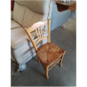 CHAISE BOIS CLAIR PAILLÉ BICOLORE DOSSIER 3 BARREAUX VERTICAUX 