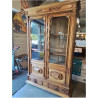 BIBLIOTHÈQUE VITRÉE 2 PORTES 1 TIROIRS BOIS SCULPTÉ FIN XIXE 