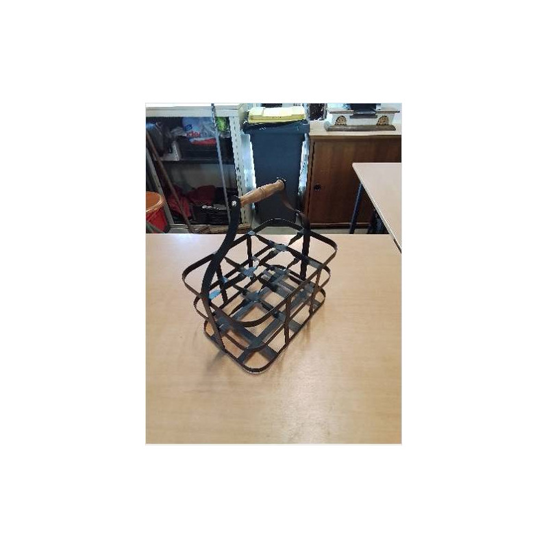 PORTE BOUTEILLES MÉTAL NOIR ANSE BOIS 6 BTS