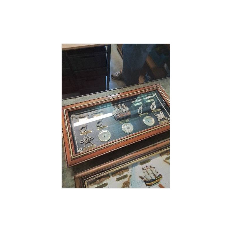 CADRE NOEUDS MARIN THERMOMÈTRE ET HORLOGE 