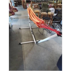 HAMAC PIÈTEMENT MÉTAL BLANC TOILE ORANGÉ LA SIESTA