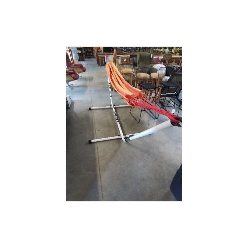 HAMAC PIÈTEMENT MÉTAL BLANC TOILE ORANGÉ LA SIESTA