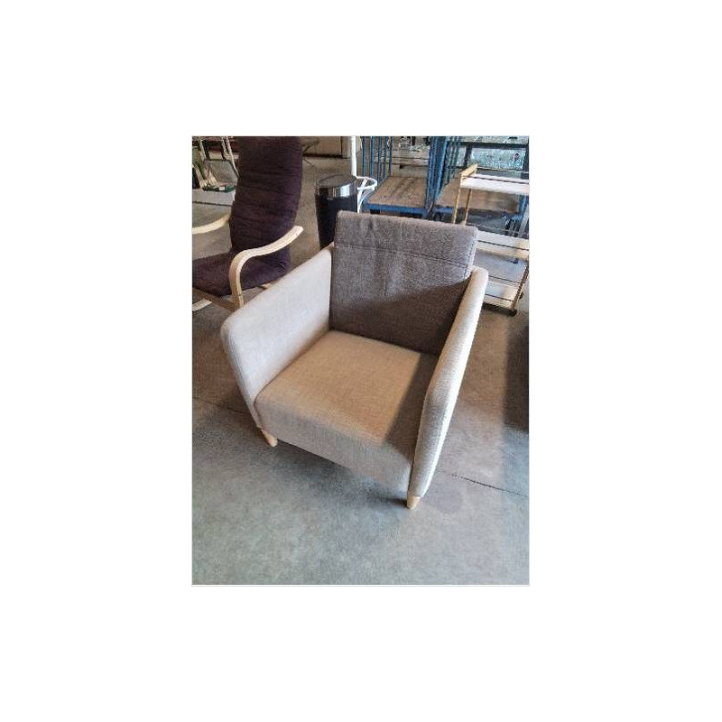 FAUTEUIL TISSU TAUPE PIEDS BOIS CLAIR 