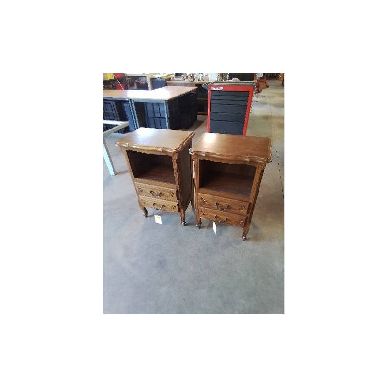 CHEVET CHANTOURNÉ PIEDS CAMBRÉS 1 NICHE 2 TIROIRS STYLE RÉGENCE 