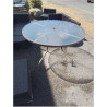 TABLE RONDE DEJARDIN PIÈTEMENT MÉTAL PLATEAU VERRE