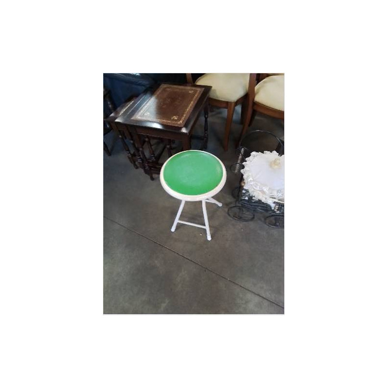 TABOURET PLIANT MÉTAL BLANC ASSISE PU VERT