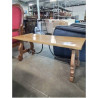 TABLE BASSE RECTANGULAIRE BOIS CLAIR ET FER FORGE 