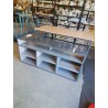 MEUBLE TV BAS BOIS GRIS LAQUÉ 7 NICHES HABITAT 
